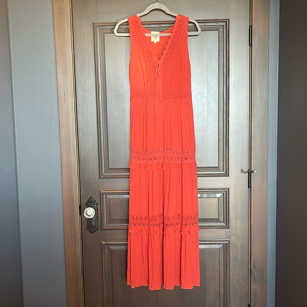 Terracotta orange summer maxi dress, size small
